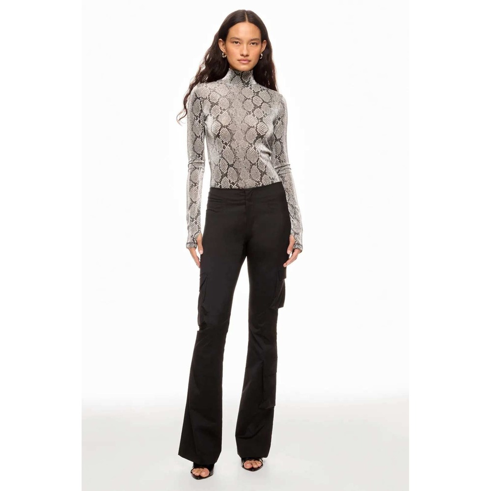 Coperni Grey Snakeskin Metallic Mock Neck Long Sleeve Top XS Made in Portugal